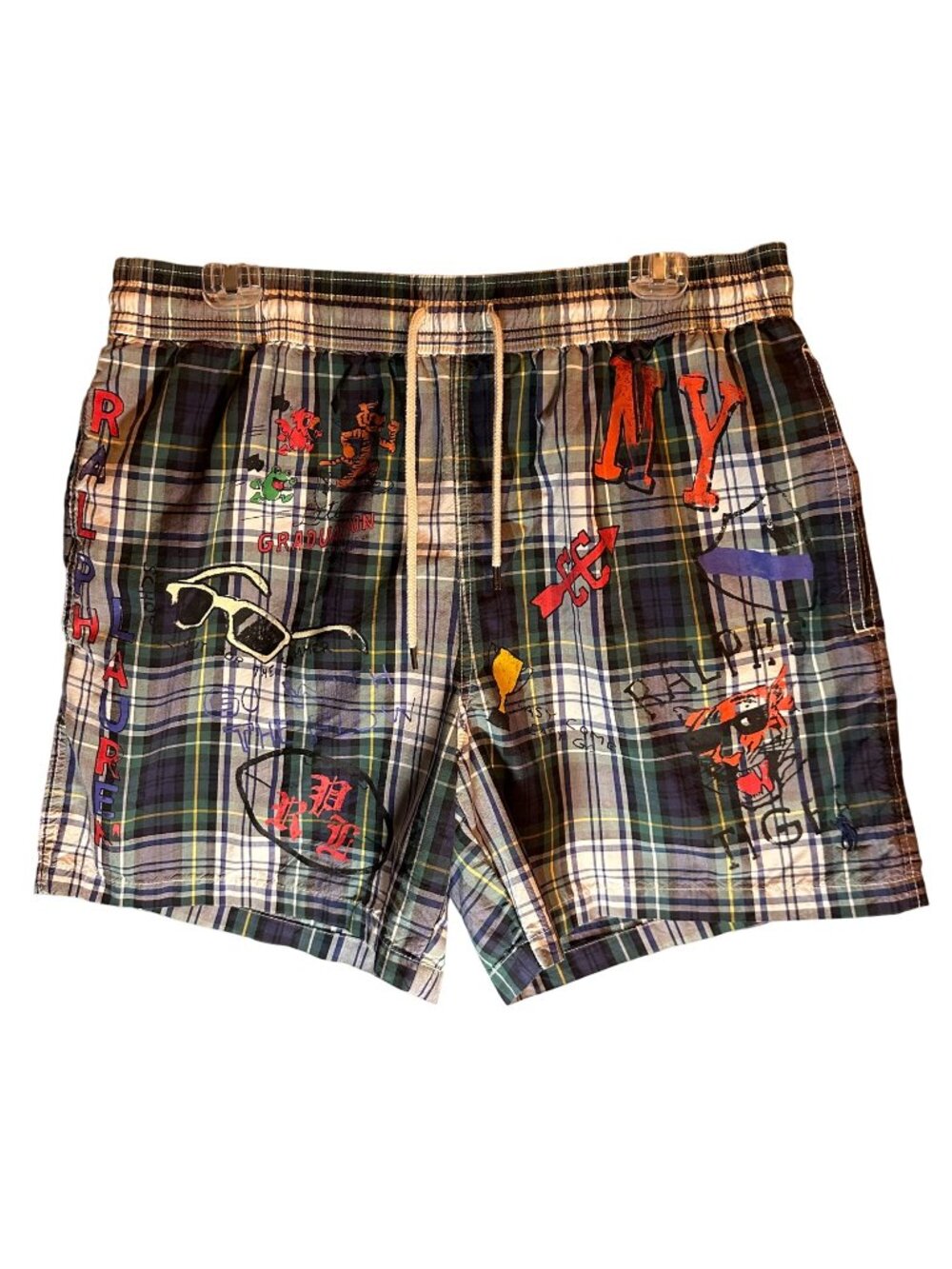 Polo Ralph Lauren Plaid Swim Shorts Multicolor Mens XL Cotton/Nylon